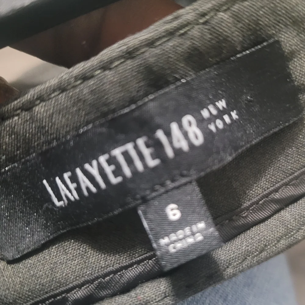 Lafayette 148 Dress Pants Size 6 Greenish Gray Side Zipper Wool Office Work